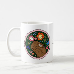 Capybara met bloemen schattige capybara kunst koffiemok