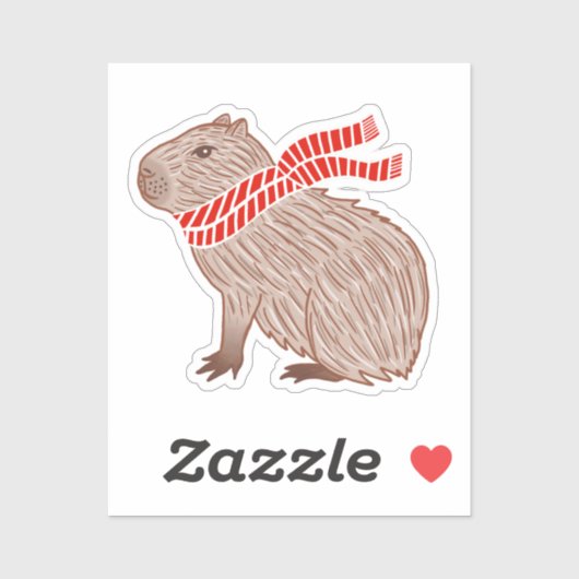 Capybara met een Sticker van Red Scarf (Vel)