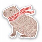 Capybara met een Sticker van Red Scarf (Voorkant)