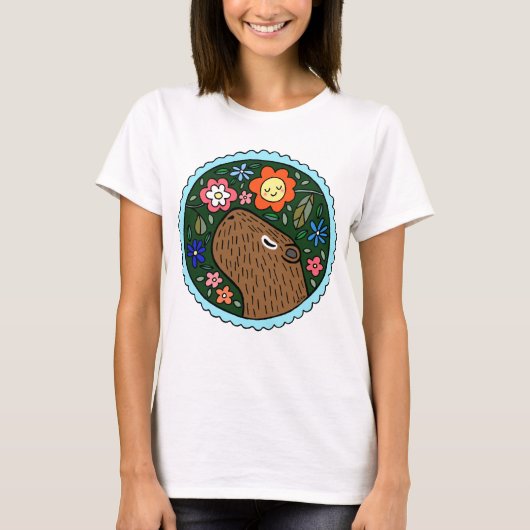 Capybara met Flowers Cute Capybara Graphic T-shirt (Voorkant)