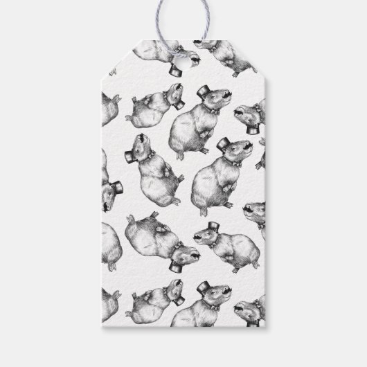 Capybara met hoge hoed cadeaulabel (Voorkant)