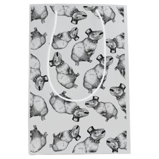 Capybara met hoge hoed medium cadeauzakje (Voorkant)