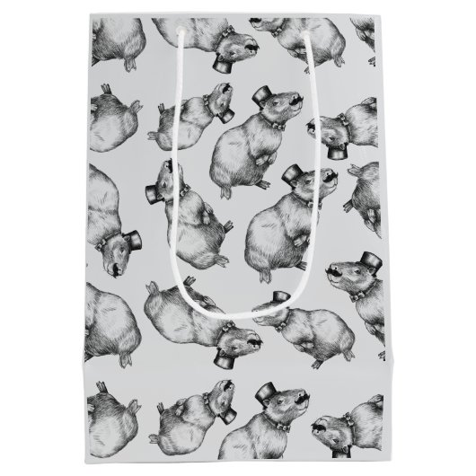 Capybara met hoge hoed medium cadeauzakje (Achterkant)