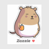 Capybara met koffie-sticker sticker (Vel)