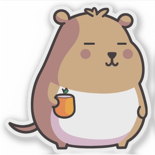 Capybara met koffie-sticker sticker (Voorkant)