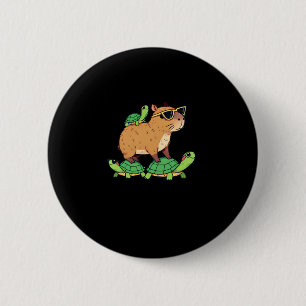 Capybara met schildpadvrienden ontspannen wandelen ronde button 5,7 cm