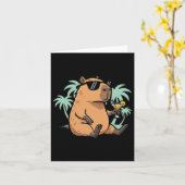 Capybara Met Staart - Chille Sfeer Kaart (Gele Bloem)