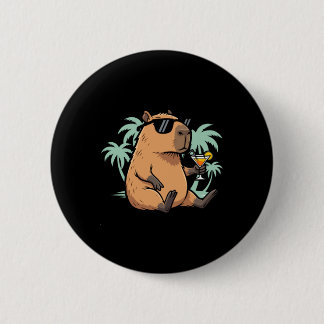 Capybara Met Staart - Chille Sfeer Ronde Button 5,7 Cm