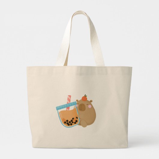 Capybara met sushi grote tote bag (Achterkant)