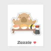 Capybara met sushi sticker (Vel)
