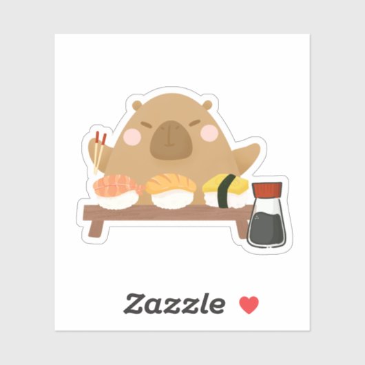 Capybara met sushi sticker (Vel)