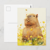 Capybara met Vlinder in Bloemenweide Briefkaart (Voorkant / Achterkant)