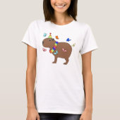 Capybara met vlinders koude vrienden schattig dier t-shirt (Voorkant)
