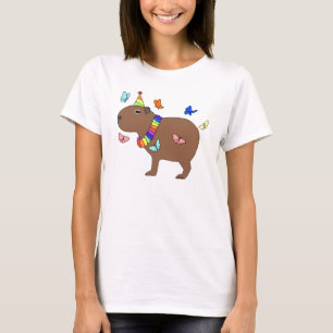 Capybara met vlinders koude vrienden schattig dier t-shirt
