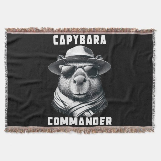 Capybara Met Zonnebril Capy Commandant Deken (Voorkant)