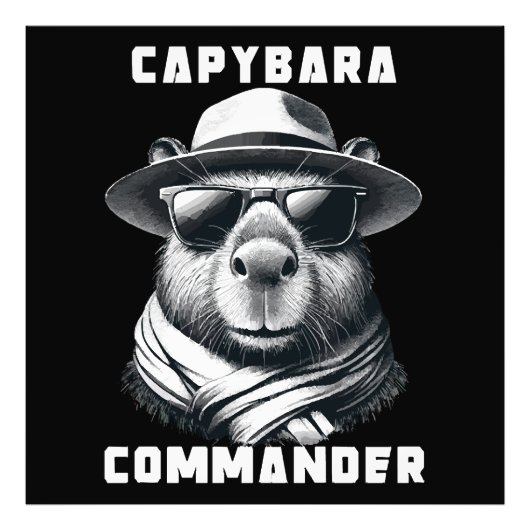 Capybara Met Zonnebril Capy Commandant Foto Afdruk (Voorkant)