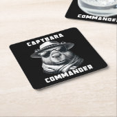 Capybara Met Zonnebril Capy Commandant Kartonnen Onderzetters (Schuin)