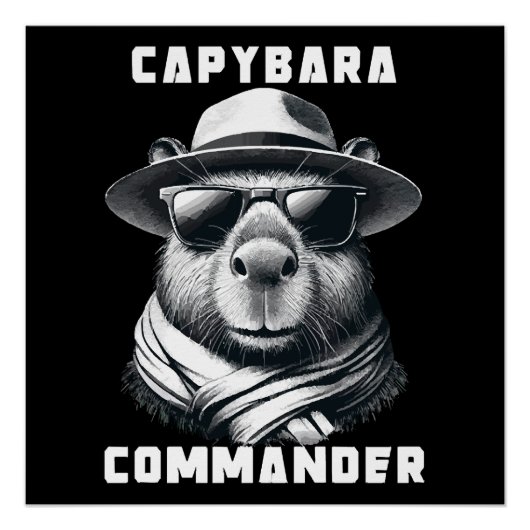 Capybara Met Zonnebril Capy Commandant Perfect Poster (Voorkant)