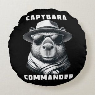 Capybara Met Zonnebril Capy Commandant Rond Kussen