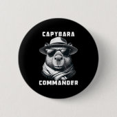 Capybara Met Zonnebril Capy Commandant Ronde Button 5,7 Cm (Voorkant)