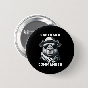 Capybara Met Zonnebril Capy Commandant Ronde Button 5,7 Cm