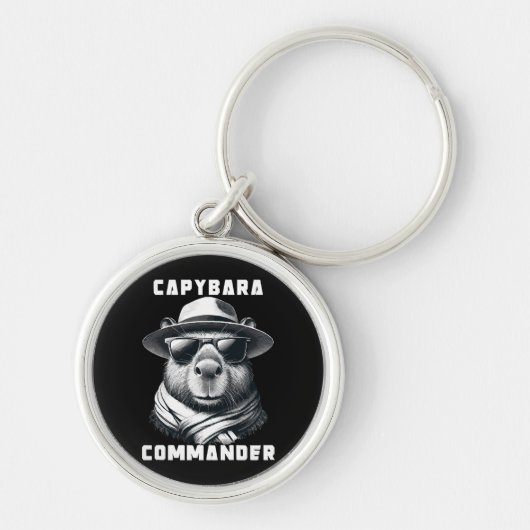 Capybara Met Zonnebril Capy Commandant Sleutelhanger (Voorkant)
