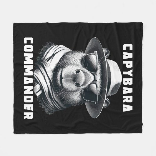 Capybara met zonnebril Capy Commander Fleece Deken (Voorkant (Horizontaal))