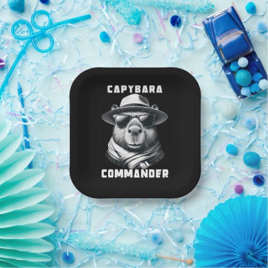 Capybara met zonnebril Capy Commander Papieren Bordje (Feest)
