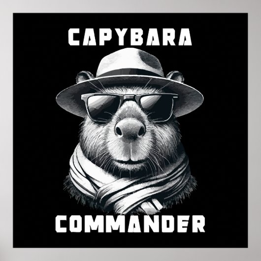Capybara met zonnebril Capy Commander Poster (Voorkant)