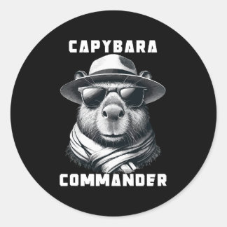 Capybara met zonnebril Capy Commander Ronde Sticker