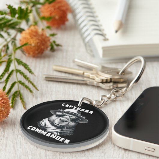 Capybara met zonnebril Capy Commander Sleutelhanger (Voorkant Rechts)