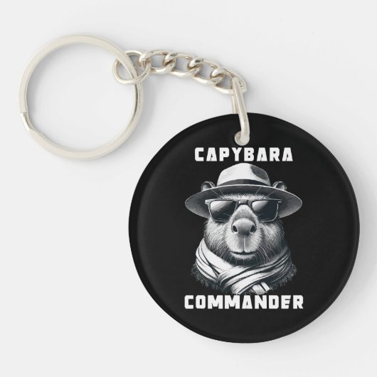 Capybara met zonnebril Capy Commander Sleutelhanger (Voorkant)