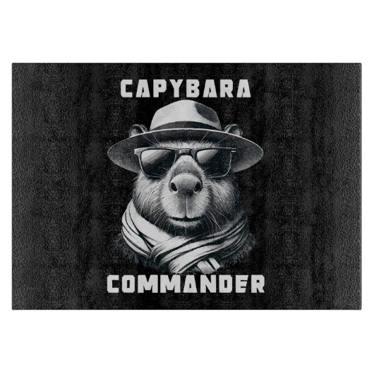Capybara met zonnebril Capy Commander Snijplank (Voorkant)