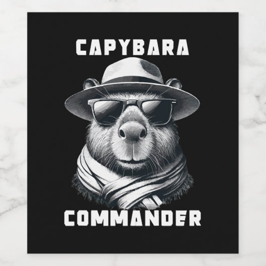Capybara met zonnebril Capy Commander Wijn Etiket (Enkel label)