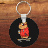 Capybara Met Zonnebril Skater Capy  Sleutelhanger (Voorkant)