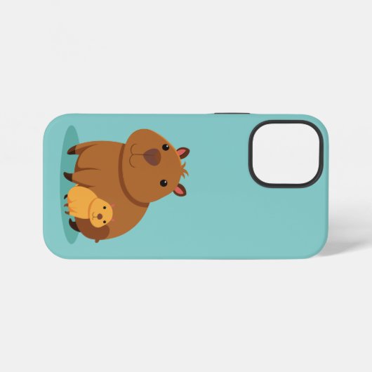 Capybara moeder en kind telefoonhoesje iPhone hoesje (Achterkant horizontaal)