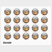Capybara, Mooie Capybara, Grappige Capybara Ronde Sticker (Vel)