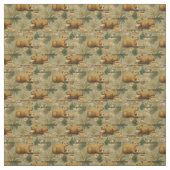 Capybara Morning Coffee Breakfast Botanical Art Stof (Swatch)