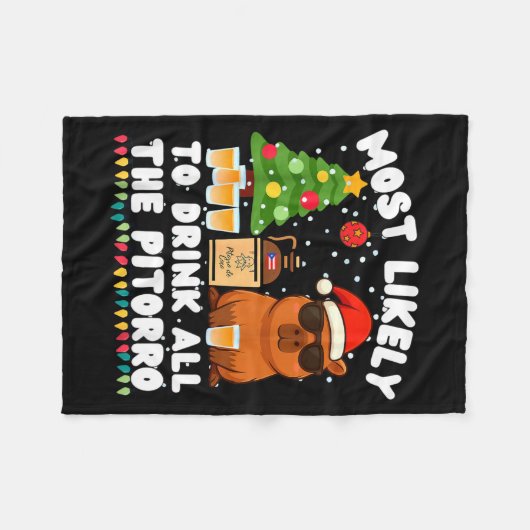 Capybara Most Likely To Drink All The Torro Funny  Fleece Deken (Voorkant (Horizontaal))