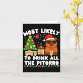 Capybara Most Likely To Drink All The Torro Funny Kaart (Gele Bloem)