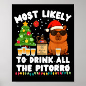 Capybara Most Likely To Drink All The Torro Funny Poster (Voorkant)