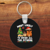 Capybara Most Likely To Drink All The Torro Funny Sleutelhanger (Voorkant)