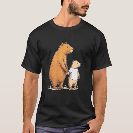 Capybara Mother and Kid Happy Family_1 T-shirt (Voorkant)