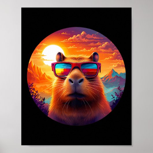 Capybara Mountain Natuur Animal Wildlife Forest Ou Poster (Voorkant)