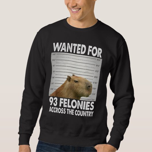 Capybara Mugshot Wanted For 93 Felonies Across The Trui (Voorkant)