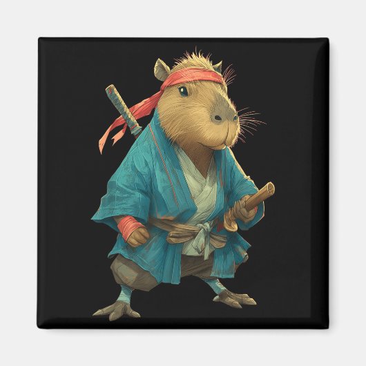 Capybara Ninja Samurai Japan Funny Japanese Graphi Magneet (Voorkant)