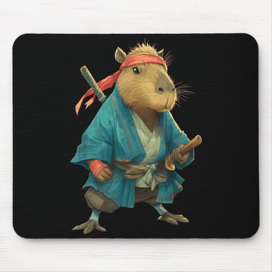 Capybara Ninja Samurai Japan Funny Japanese Graphi Muismat (Voorkant)