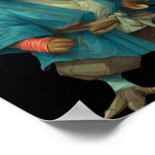 Capybara Ninja Samurai Japan Funny Japanese Graphi Poster (Hoek)