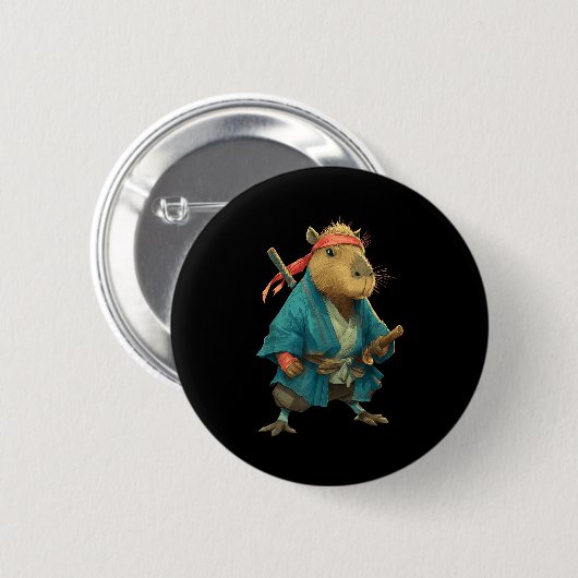 Capybara Ninja Samurai Japan Funny Japanese Graphi Ronde Button 5,7 Cm (Voorkant /achterkant)