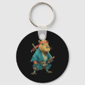 Capybara Ninja Samurai Japan Funny Japanese Graphi Sleutelhanger (Voorkant)